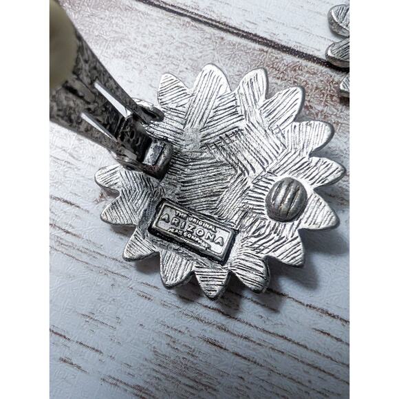 Vintage The Original Arizona Jean Company Clip On Earrings Silver Tone - Picture 6 of 8